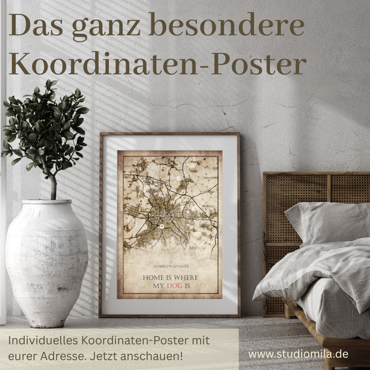 Vintage Koordinatenposter als Digitales Vintage- Gemälde, individuell angefertigt! Mit eurer Adresse