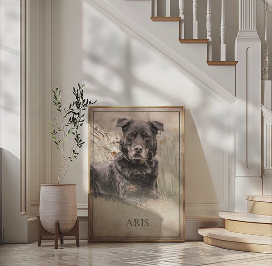 Haustier-Portrait als Digitales Vintage- Gemälde, individuell angefertigt! Perfekte Erinnerung an deinen Liebling mit Namen